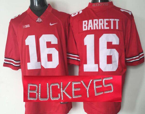 Men's Ohio State Buckeyes JT Barrett #16 Scarlet Jersey